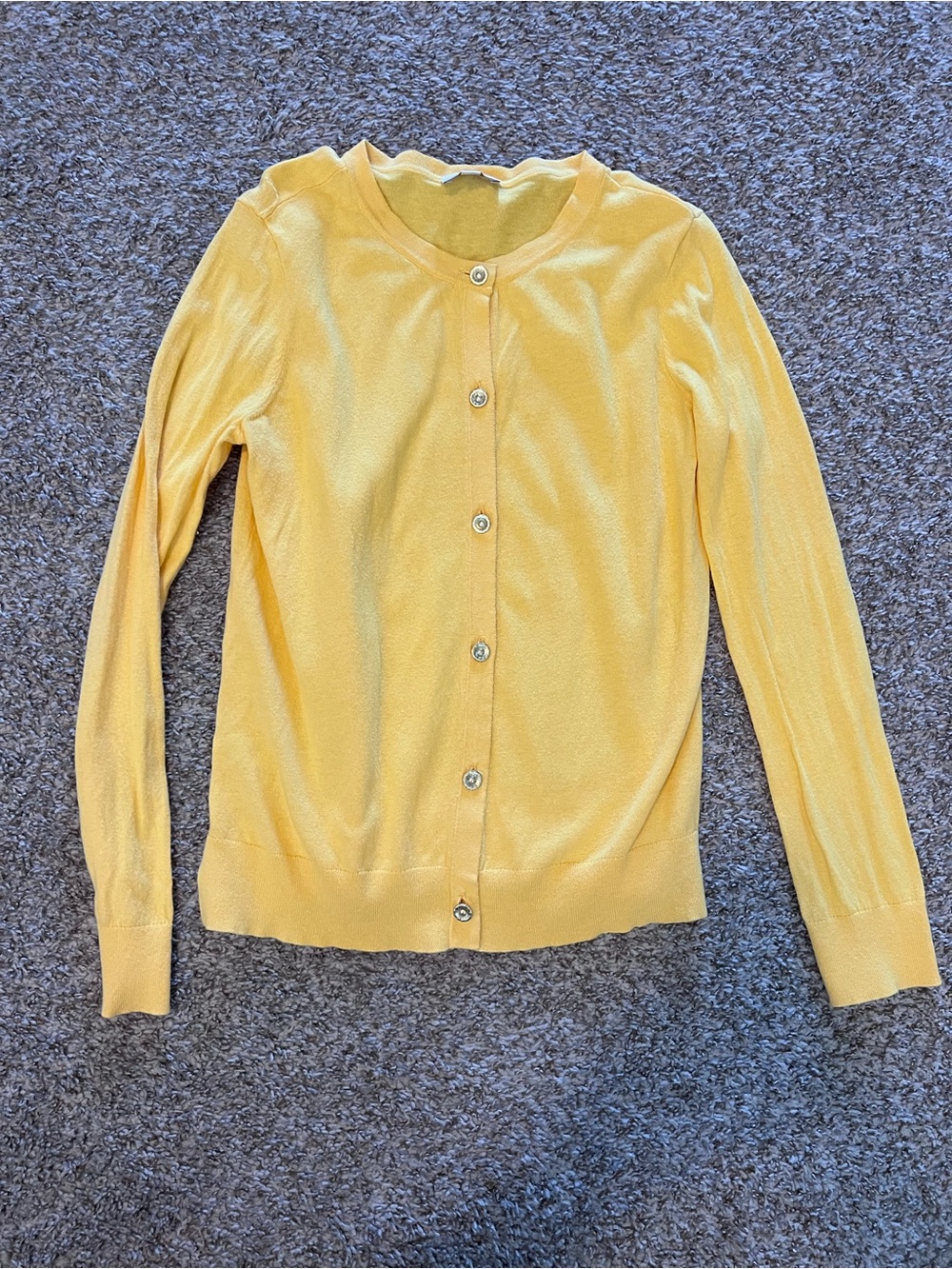 LOFT Yellow Button-Front Lightweight Cardigan Sweater